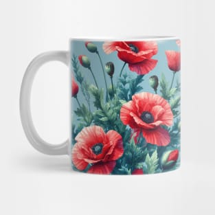 Red Poppy Flower Mug